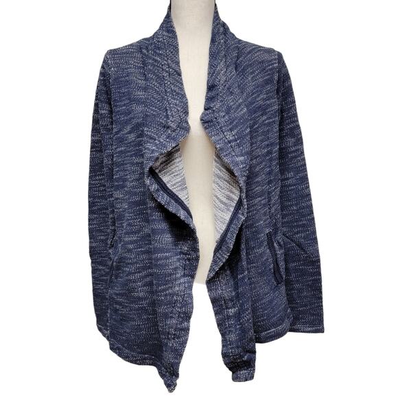 Lucky Lotus Brand St Louis Wrap Womens Sz M Navy Blue Melange Cardigan Waterfall - Picture 1 of 8